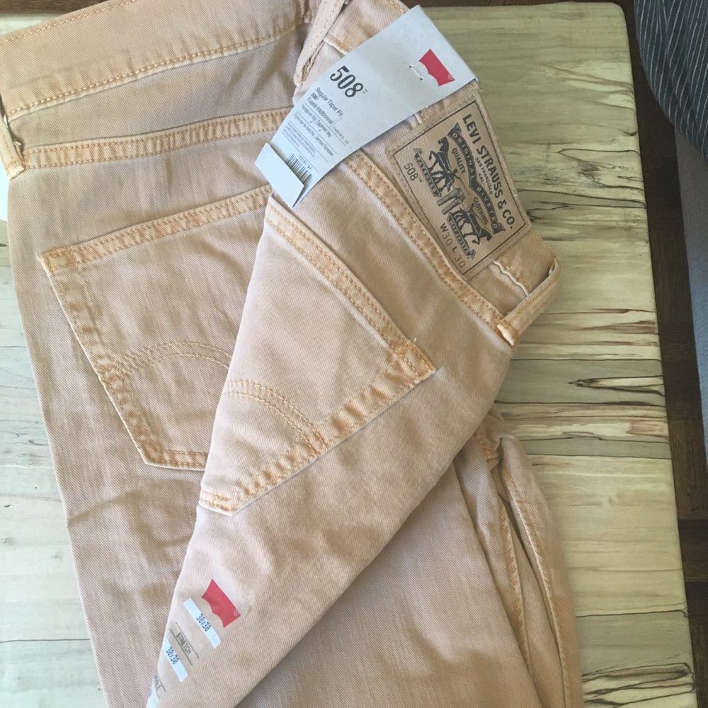 NWT Mens Levis 508 Jeans Peach/Faded Orange Size 30 x 30